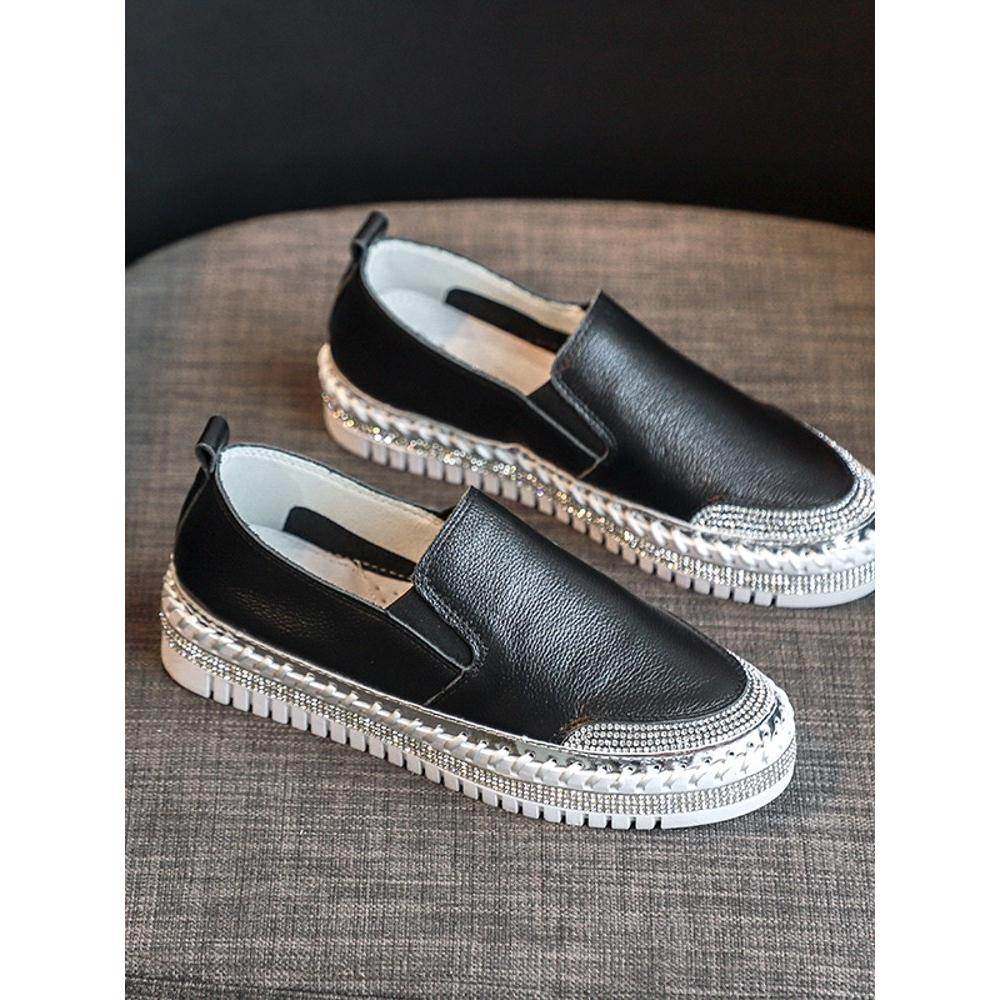 香港渔夫鞋女小香风2025春秋新小白鞋子懒人一脚蹬乐福鞋软底,淘宝优惠券,粉丝福利购,淘宝优惠卷