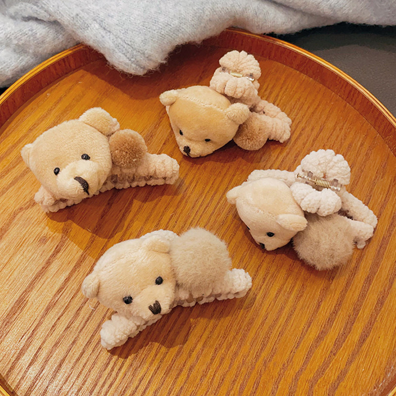 儿童秋冬款卡通毛绒小熊抓夹2026新款女童宝宝高马尾鲨鱼夹发饰,淘宝优惠券,粉丝福利购,淘宝优惠卷