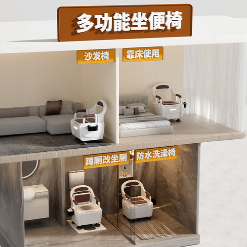 老人马桶坐便器家用可移动便携残疾老年入孕妇病人室内安全座便椅 - 图0