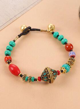 藏系手链手饰品民族风尼泊尔珠小众双层编织复古藏族女设计个性