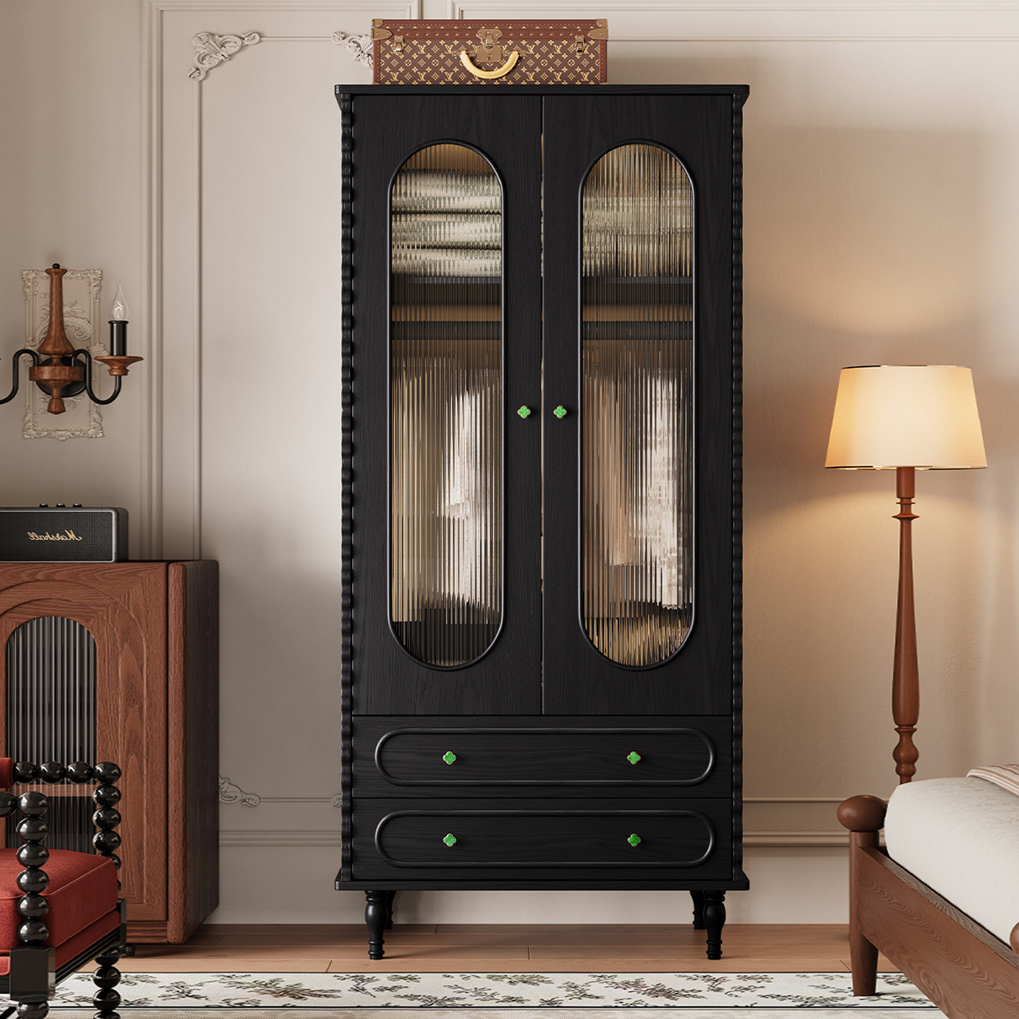 衣柜家用卧室衣橱收纳柜2025新款靠墙一体挂衣柜复古实木衣柜定制,淘宝优惠券,粉丝福利购,淘宝优惠卷