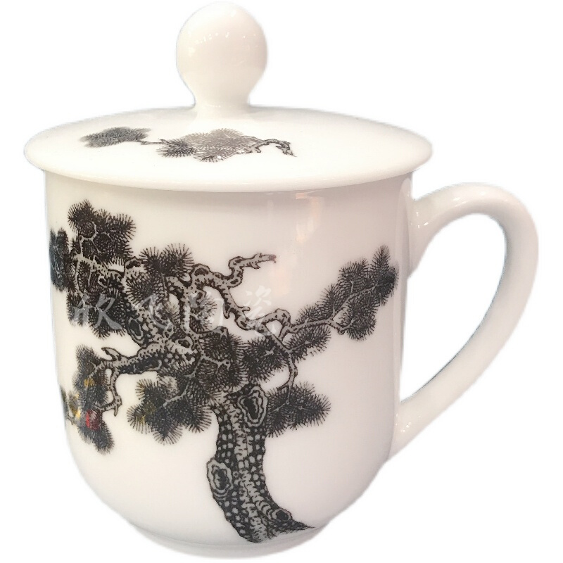 醴陵釉下五彩瓷松树茶杯容量约470ml复古居家陶瓷DOE高温瓷不开裂 - 图3