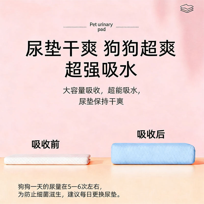 Thickened dog pee pad absorbs water quickly