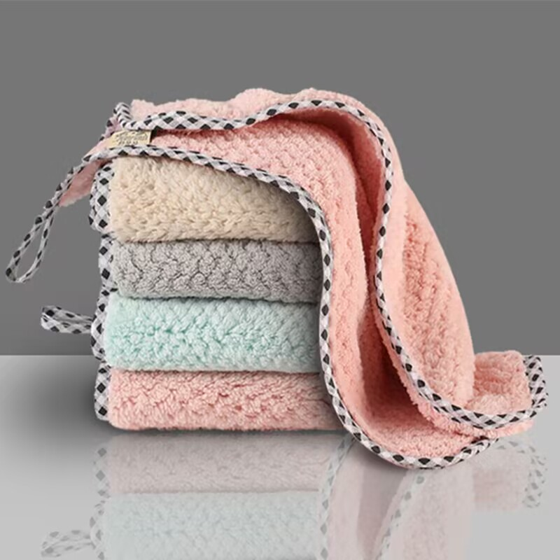 菠萝格锁边抹布不沾油厨房家用洗碗巾强吸水家务清洁可挂式珊瑚绒,淘宝优惠券,粉丝福利购,淘宝优惠卷