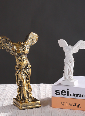 欧式复古风胜利女神树脂雕像摆件