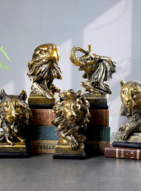 动物头像复古电视柜酒柜树脂摆件