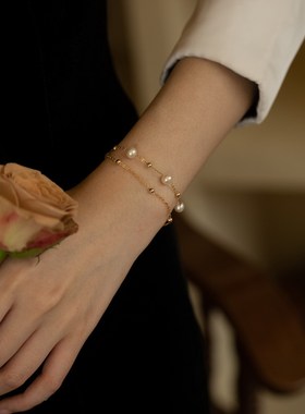 女淡水珍珠双层满天星手链