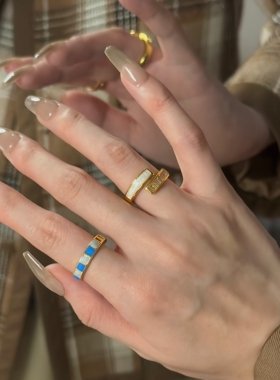 宫廷风S925银几何戒指女ins