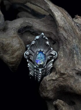 FuGui复古《神圣之灵》戒指欧美风 男潮羽毛翅膀镶嵌宝石开口指环