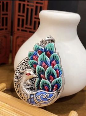 古风景泰蓝凤凰复古吊坠女挂件中国风小众长款民族风文艺做旧项链