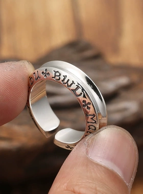 欧美潮流涂鸦字母开口朋克戒指