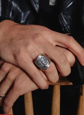 FuGui 欧美《荷尔鲁斯》戒指男生潮复古个性设计感小众食指开口指