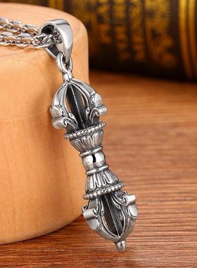 FuGui 复古做旧金刚杵吊坠男士潮个性百搭项链配饰品挂坠国风原创