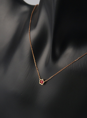 中古「95新」-红宝石花形项链750玫瑰金43-45cm