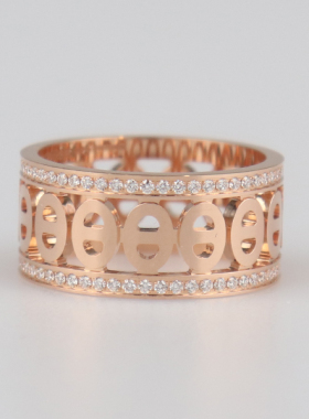 中古95「新」HERMES爱马仕CHAINE DIVINE RING750玫瑰金53号休闲
