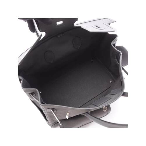 中古Hermes爱马仕女包A级95新birkin铂金包帆布手提包灰色正品 - 图1