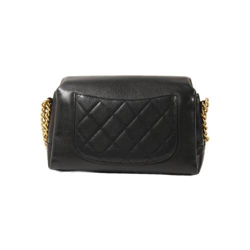 中古Chanel香奈儿女包B级9新shoulder bag斜挎包羊皮斜挎包黑色 - 图0