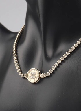 「9新」CHANEL香奈儿双C金币镶仿钻石颈链金属项链AB6235BRANDOFF