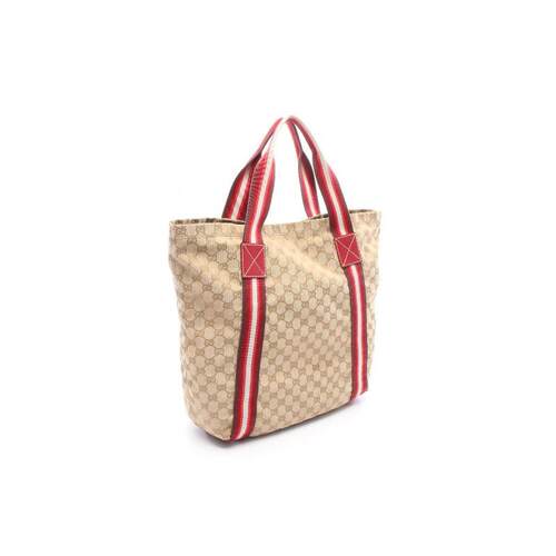 日本中古复古二奢Gucci古驰女包B级9新gucci古驰帆布托特包浅褐色 - 图0