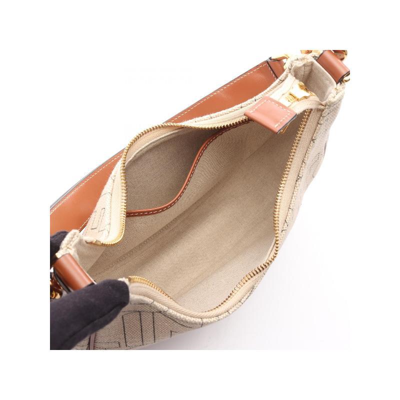 中古Celine赛琳女包A级95新shoulder bag斜挎包帆布单肩包浅褐色 - 图1