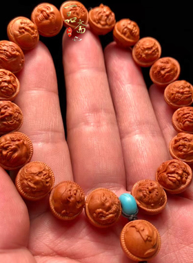 36罗汉头文玩桃核手串男款精雕小籽核雕须派十八罗汉橄榄核18罗汉