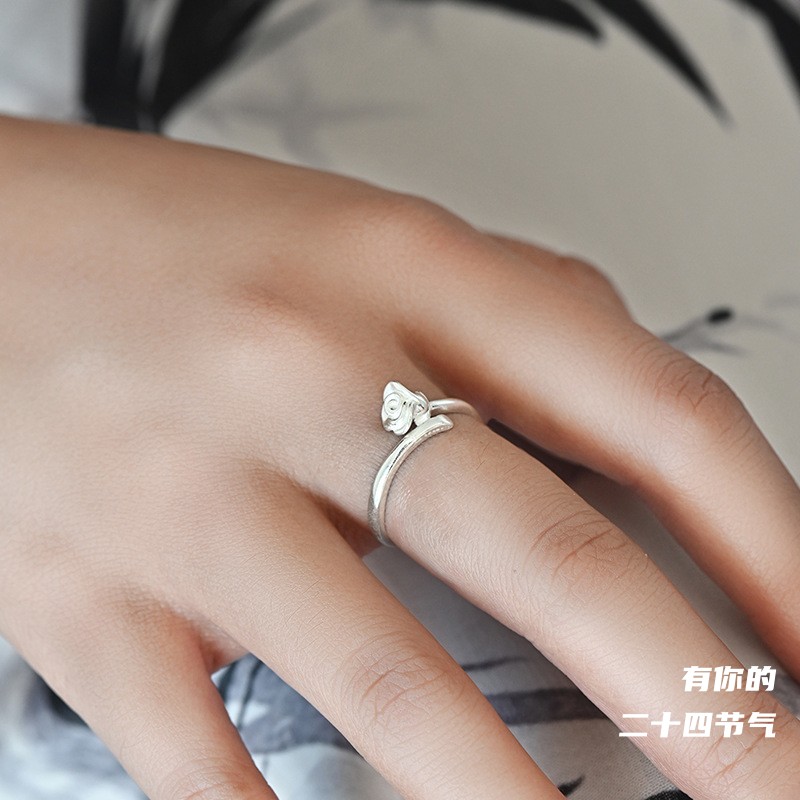 「大暑」浪漫不死 S999足银玫瑰戒指女2024新款优雅气质纯银指环-图0