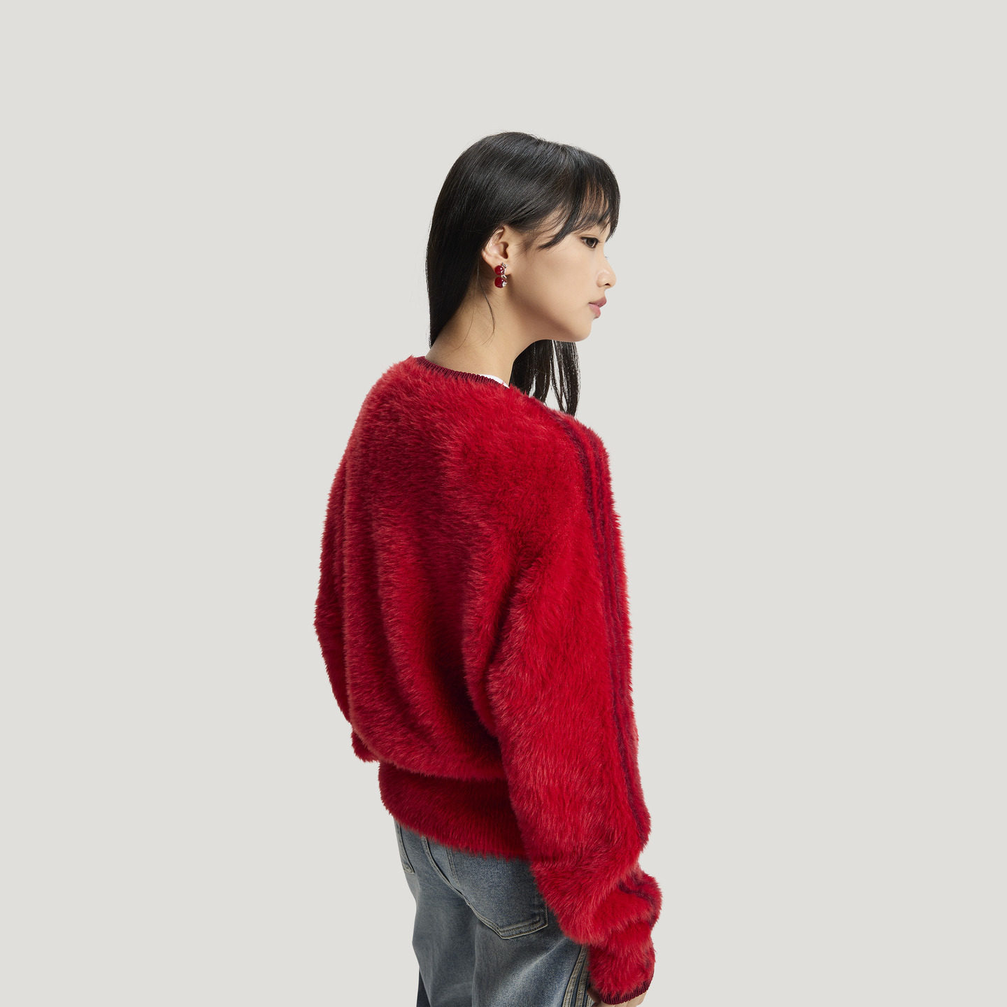 欧阳娜娜同款新年款毛绒针织毛衣开衫外套女adidas阿迪达斯三叶草,淘宝优惠券,粉丝福利购,淘宝优惠卷