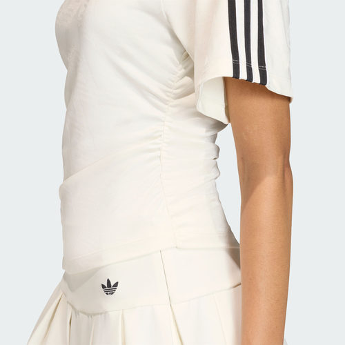 球衣风修身三条纹V领运动短袖T恤女装新款adidas阿迪达斯三叶草 - 图3