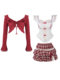 Girly coconut red wine sweet cherry spring and autumn suit women red cardigan + vest top + high waist plaid skirt