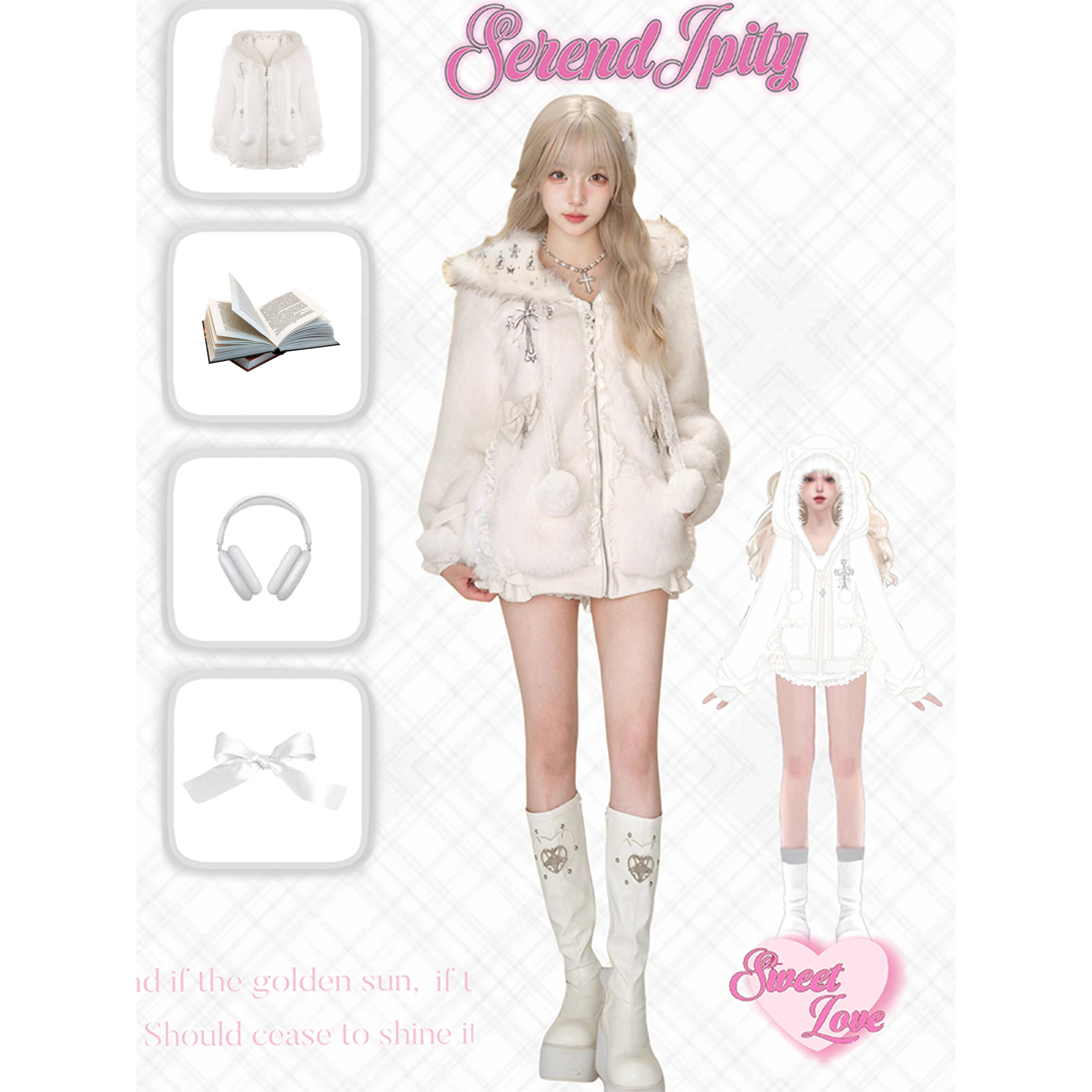 少女椰子【轻亚系】 雪融契约 冬季毛绒猫耳外套女,淘宝优惠券,粉丝福利购,淘宝优惠卷