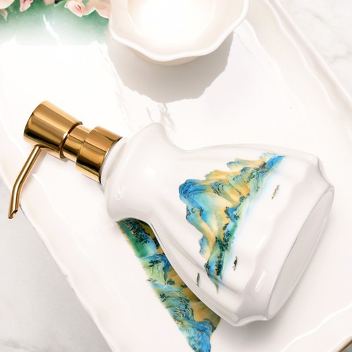 莲之莲欧式陶瓷刷牙漱口杯牙具卫生间洗漱套装浴室轻奢卫浴五件套 - 图0