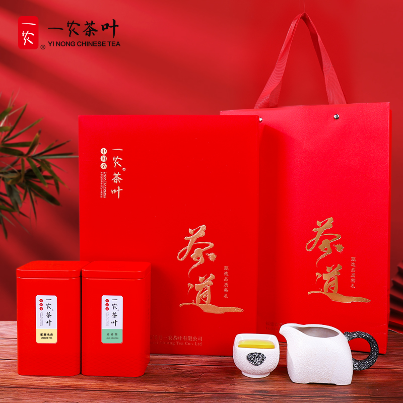 一农茶叶特级四大名茶金骏眉龙井茶绿茶安溪铁观音组合礼盒装400g