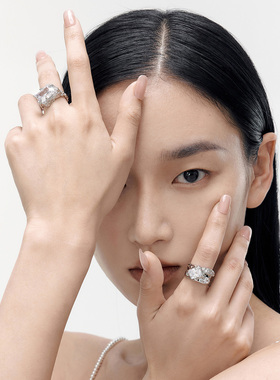 BOONEE肌理感方形锆石戒指