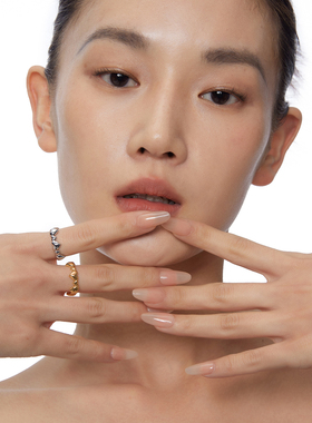 BOONEE大小立体金属爱心拼接戒指