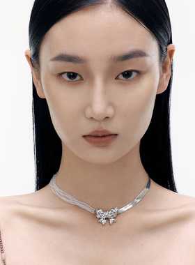 BOONEE蝴蝶结多链条拼接项链