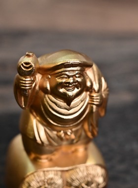 日本回流24K铜镀金招财摆件