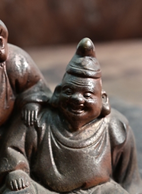 日本回流陶摆件惠比寿大黑天