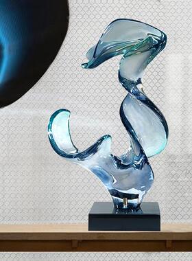 现代家居别墅客厅电视柜抽象大型摆件透明树脂雕塑艺术软装置饰品