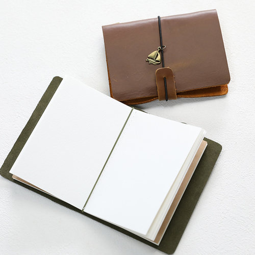 新品真皮手工TN复古水彩本旅行速写手账水彩本手账宝虹水彩纸中粗300g替换内页棕色咖啡色油蜡牛皮标准护照款 - 图2