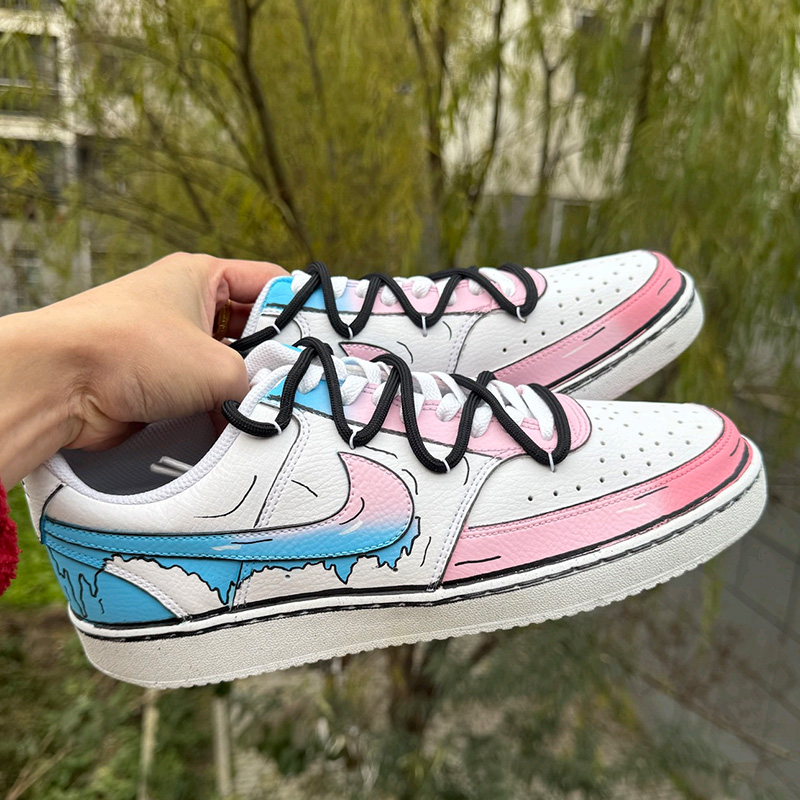 定制球鞋Nike Court Vision1 宇宙漫画 二次元 涂鸦手绘低帮板鞋 - 图0