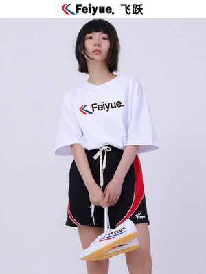 Feiyue/飞跃 男女款纯棉短袖T恤夏季修身半袖体恤潮流印花