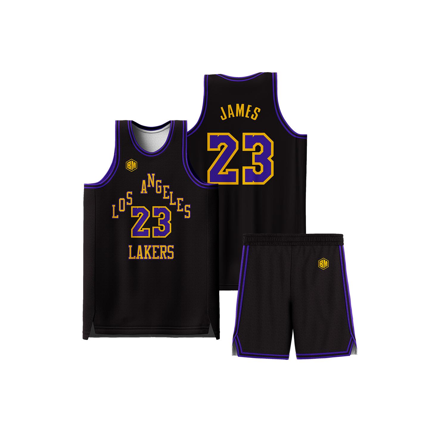 湖人队詹姆斯球衣戴维斯霍华德里弗斯拉塞尔城市版篮球服套装定制-图3