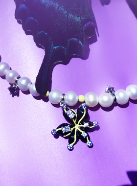COCSIS蝴蝶花珍珠挂坠手链