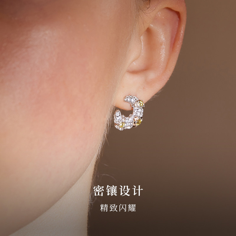 COCSIS午后花园纯银轻奢高级感耳环无耳洞法式牛角包耳夹小众设计