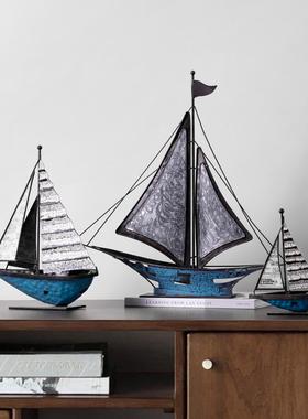 北欧复古帆船摆件轻奢办公室桌面