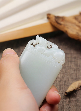 把件牌子原石印章白玉籽料