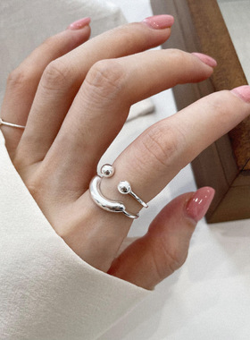 GuessWhat笑脸圆球戒指女