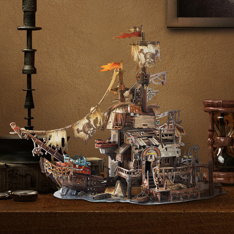 乐立方3D立体拼图成人版托尔图加加勒比海盗船模型手工拼装玩具. - 图0