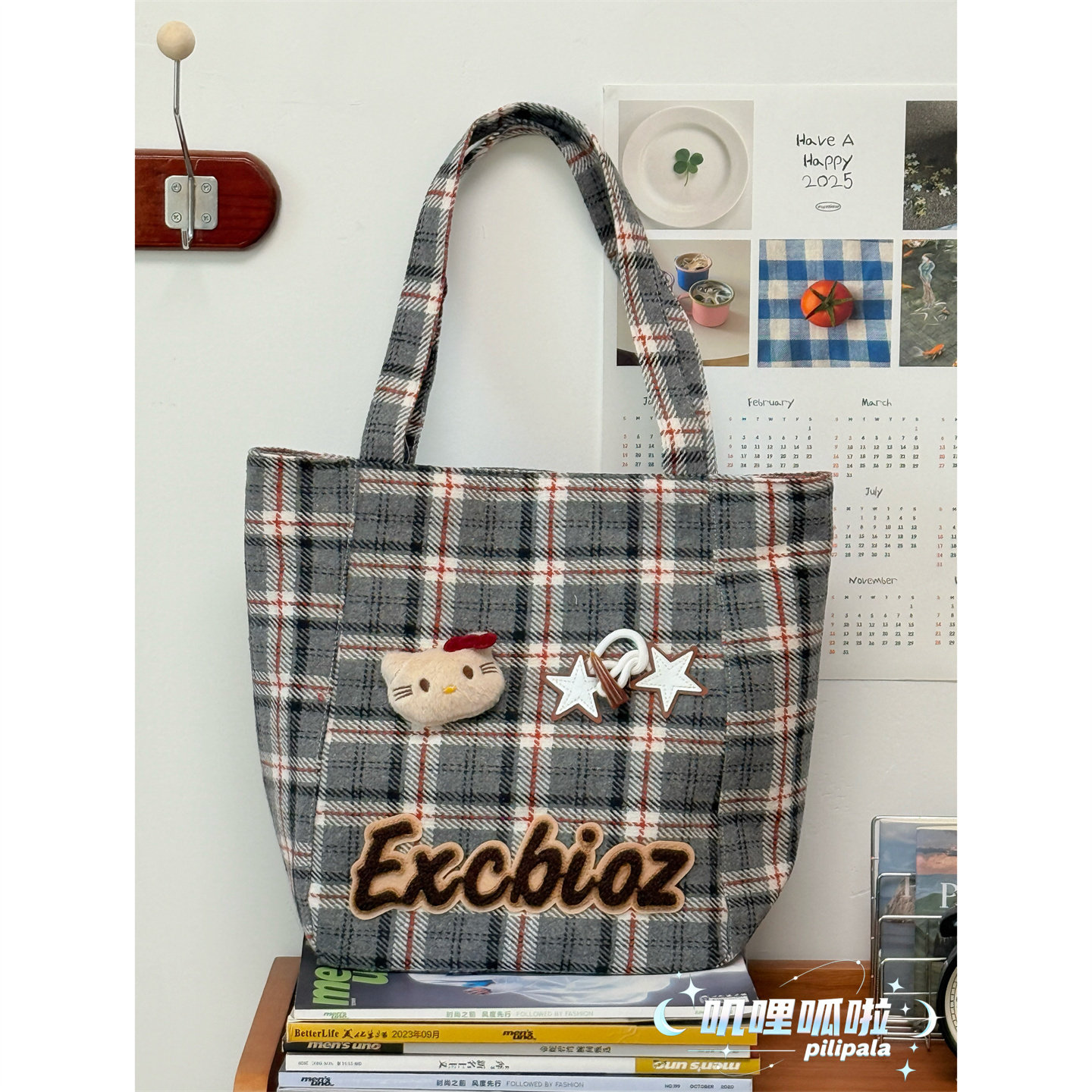 日系复古卡通托特包秋冬毛呢休闲单肩包少女日常通勤大容量手提袋,淘宝优惠券,粉丝福利购,淘宝优惠卷