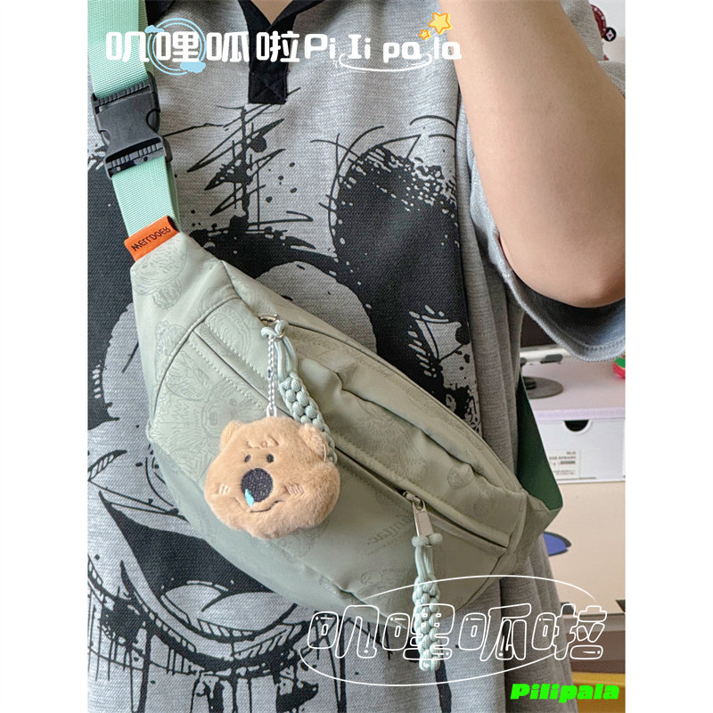 可爱小熊少女学生胸包 韩版ins风高颜值休闲斜挎包简约百搭腰包男,淘宝优惠券,粉丝福利购,淘宝优惠卷
